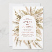 Boho Pampas Grass Qr Code in einer Hochzeit Einladung (Vorderseite)