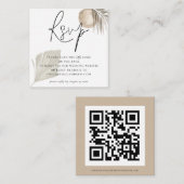 Boho Pampas Grass QR Code Wedding RSVP Begleitkarte (Vorne/Hinten)