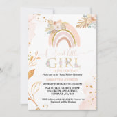 Boho Pampas Grass Rainbow Baby Girl Baby Shower Einladung (Vorderseite)