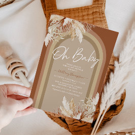 Boho Pampas Grass Rainbow Baby Shower Invitation Einladung