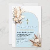 Boho Pampas Grass Rainbow Boy Taufe Christening Einladung (Vorderseite)
