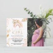 Boho Pampas Grass Rainbow Desert Girl Baby Shower Einladung (Stehend Vorderseite)