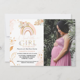 Boho Pampas Grass Rainbow Desert Girl Baby Shower Einladung