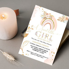 Boho Pampas Grass Rainbow Desert Girl Baby Shower Einladung