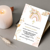 Boho Pampas Grass Rainbow Girl BAptism Christening Einladung