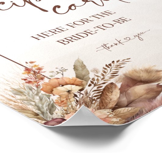 Boho Pampas Grass Recipe Cards Unterschreiben Poster (Ecke)