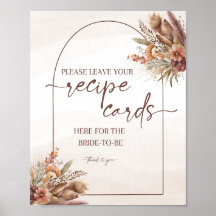 Boho Pampas Grass Recipe Cards Unterschreiben