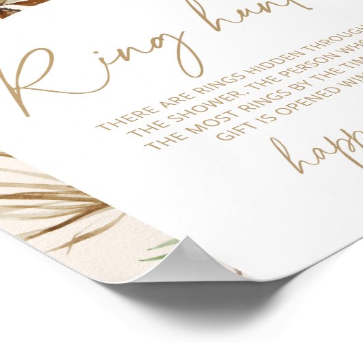 Boho pampas grass ring jagt Brautparty Poster (Ecke)
