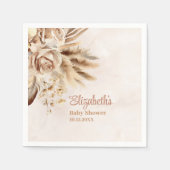 Boho Pampas Grass Rose Babydusche Serviette (Vorderseite)