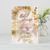 Boho Pampas Grass Rose Brautparty Einladung (Stehend Vorderseite)