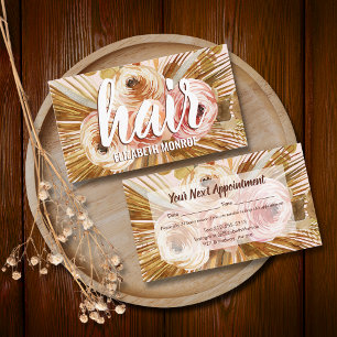 Boho Pampas Grass Rose Friseur Stylist Salon Terminkarte