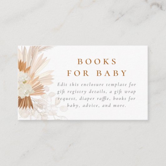 Boho Pampas Grass Rose Girl Baby Dusche Begleitkarte (Vorderseite)