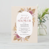 Boho Pampas Grass Rose Gold Einladung (Stehend Vorderseite)