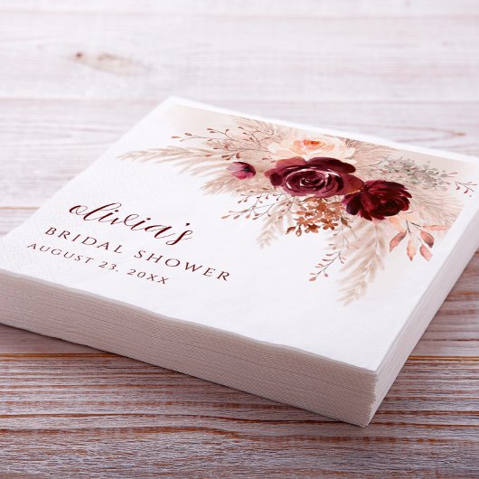 Boho Pampas Grass Rose Hochzeit Brautparty Serviette