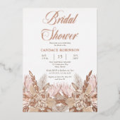 Boho Pampas Grass | Rose Rosa Brautparty Folieneinladung (Vorderseite)