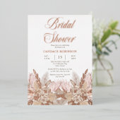 Boho Pampas Grass | Rose Rosa Brautparty Folieneinladung (Stehend vorne)