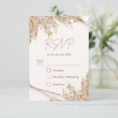 Boho Pampas Grass RSVP Card | Neutralbeigenrot Karte (Stehend Vorderseite)