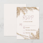 Boho Pampas Grass RSVP Card | Neutralbeigenrot Karte (Vorne/Hinten)