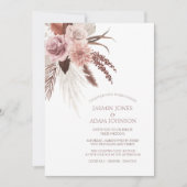 Boho Pampas Grass Rustic Terracotta Wedding Einladung (Vorderseite)