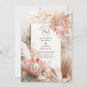 Boho Pampas Grass Rustic Wedding Design Einladung (Vorderseite)