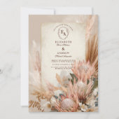 Boho Pampas Grass Rustic Wedding Design Einladung (Vorderseite)
