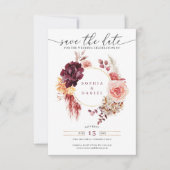 Boho Pampas Grass Rustikale Floral Save the Date Einladung (Vorderseite)