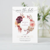 Boho Pampas Grass Rustikale Floral Save the Date Einladung (Stehend Vorderseite)