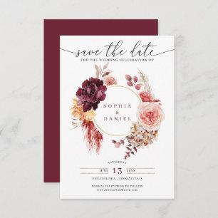 Boho Pampas Grass Rustikale Floral Save the Date Einladung