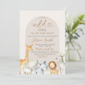 Boho Pampas Grass Safari Wild One Baby Shower Invi Einladung (Stehend Vorderseite)