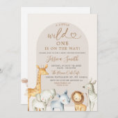 Boho Pampas Grass Safari Wild One Baby Shower Invi Einladung (Vorne/Hinten)