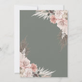 Boho Pampas Grass Sage Green Floral Wedding Einladung (Rückseite)