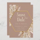 Boho Pampas Grass Save the Date - Beige/Blush (Vorne/Hinten)