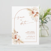 Boho Pampas Grass Save the Date einladen Einladung (Stehend Vorderseite)
