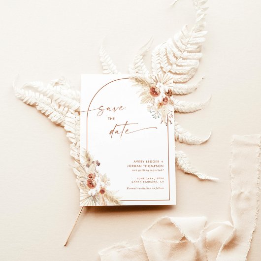 Boho Pampas Grass Save the Date einladen Einladung