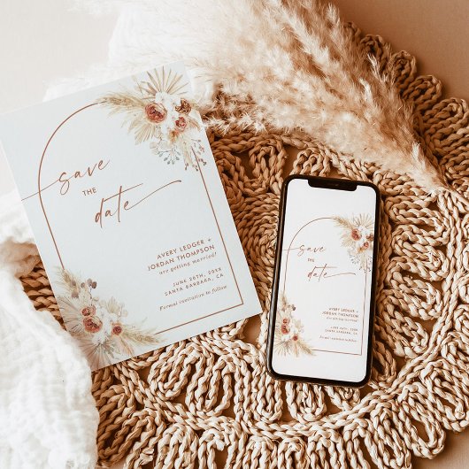 Boho Pampas Grass Save the Date einladen Einladung