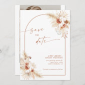 Boho Pampas Grass Save the Date Einladung (Vorne/Hinten)