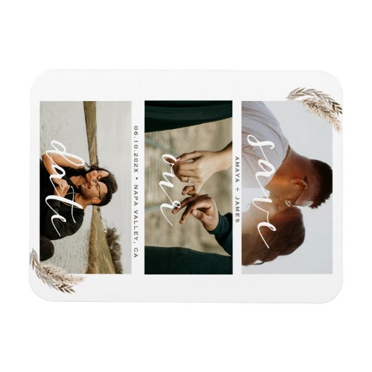 Boho Pampas Grass Save the Date Hochzeit Magnet (Horizontal)