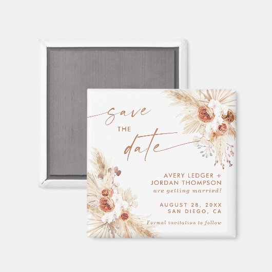 Boho Pampas Grass Save the Date Magnet (Vorderseite/Rückseite)