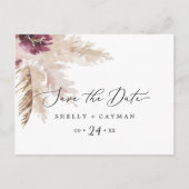 Boho Pampas Grass Save the Date Postkarte (Vorderseite)
