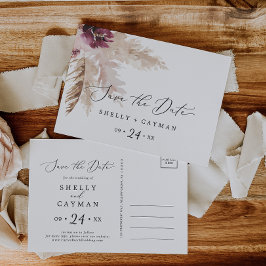 Boho Pampas Grass Save the Date Postkarte