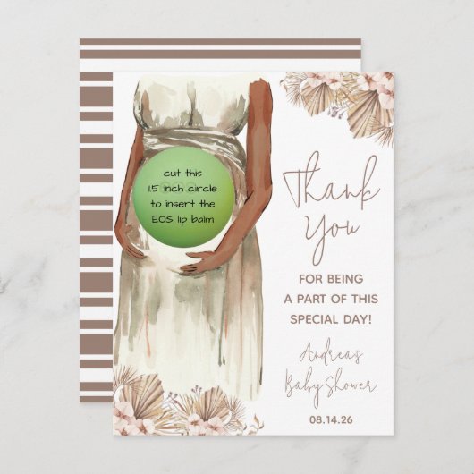 Boho Pampas Grass schwangere Mutter EOS Lip Balm Begleitkarte (Vorne/Hinten)