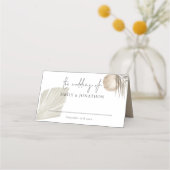 Boho Pampas Grass Script-Namen Datum Hochzeit Platzkarte (Vorderseite)