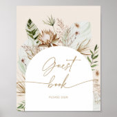 Boho pampas grass signieren Gästebuchplakat Poster (Vorne)