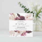 Boho Pampas Grass Square Einladung zur Hochzeit (Stehend Vorderseite)