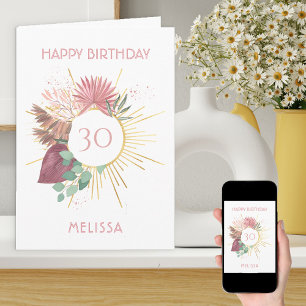 Boho Pampas Grass Sun Mandala jedes Alter Geburtst Karte