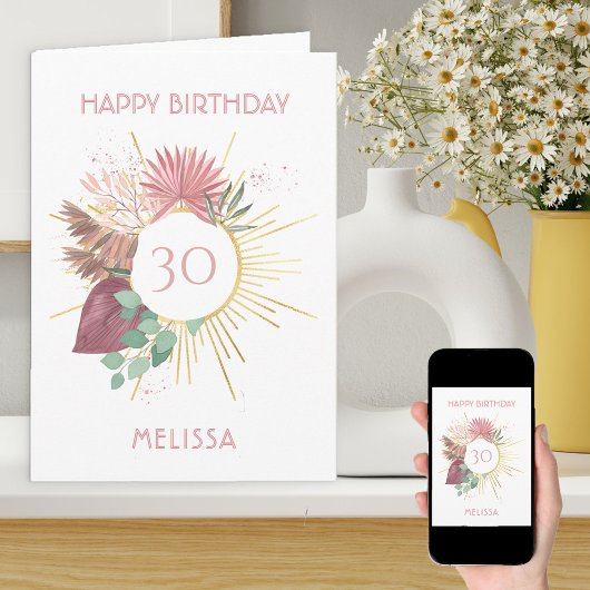 Boho Pampas Grass Sun Mandala jedes Alter Geburtst Karte