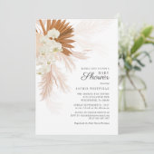Boho Pampas Grass Tan Floral Baby Shower Einladung (Stehend Vorderseite)
