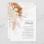 Boho Pampas Grass Tan Floral Baby Shower Einladung (Vorne/Hinten)