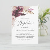 Boho Pampas Grass Taufe Einladung (Stehend Vorderseite)