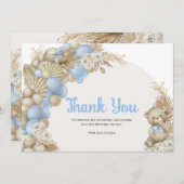 Boho Pampas Grass Teddy Bear Baby Dusche Vielen Da Dankeskarte (Vorne/Hinten)